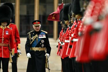 Le roi Charles présente de nouvelles couleurs au château de Windsor avant Trooping the Colour