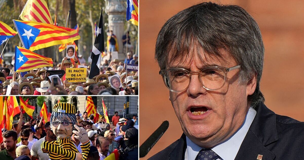 Manifestation à Barcelone : Carles Puigdemont recherché par la justice alors que la foule est aspergée de gaz lacrymogènes