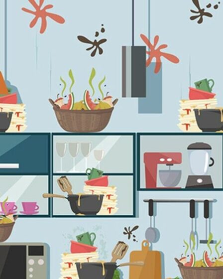 Vous avez une vision 20/20 si vous pouvez repérer le panier de fruits frais caché dans cette cuisine en désordre