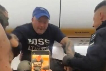 Chaos sur Ryanair vol vers l'Espagne alors que la police armée traîne des passagers `` ivres ''