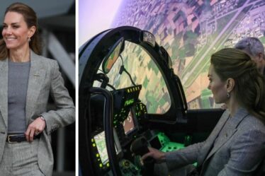 La princesse Kate porte un costume gris chic alors qu'elle marque la royale d'abord aujourd'hui