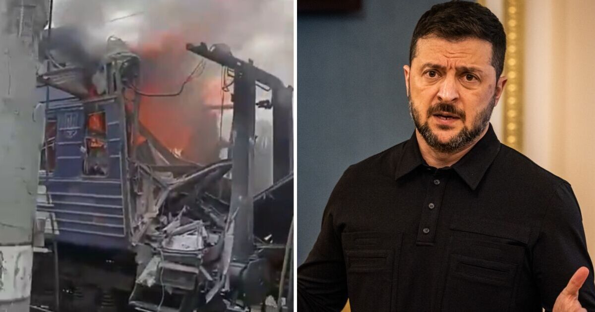 L'horreur alors que le drone russe frappe des trains laissant les enfants blessés dans l'attaque sauvage de l'Ukraine