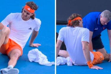 Stefanos Tsitsipas tombe au sol alors que son adversaire se précipite sur le terrain lors d'un incident inquiétant