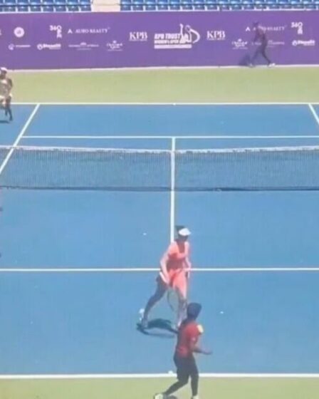 Des joueurs de tennis terrifiés lâchent leurs raquettes et sprintent hors du terrain pour se mettre en sécurité dans des images virales