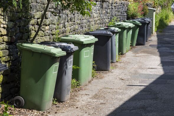 Ligne de poubelles Wheelie dans un village du Yorkshire