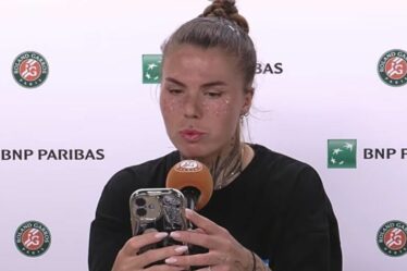 La star de Roland-Garros déclare que "ma famille et moi serons tués" dans un discours puissant après sa défaite