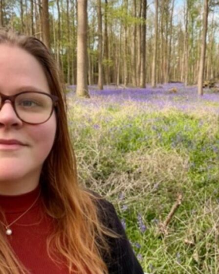 Je suis allé dans la forêt magique de Bluebell avec un café sur la route près de la ville historique