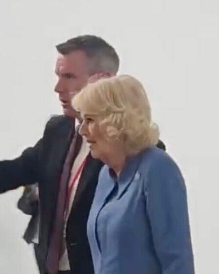 La reine Camilla étourdit les spectateurs alors qu'elle se promène seule dans l'aéroport